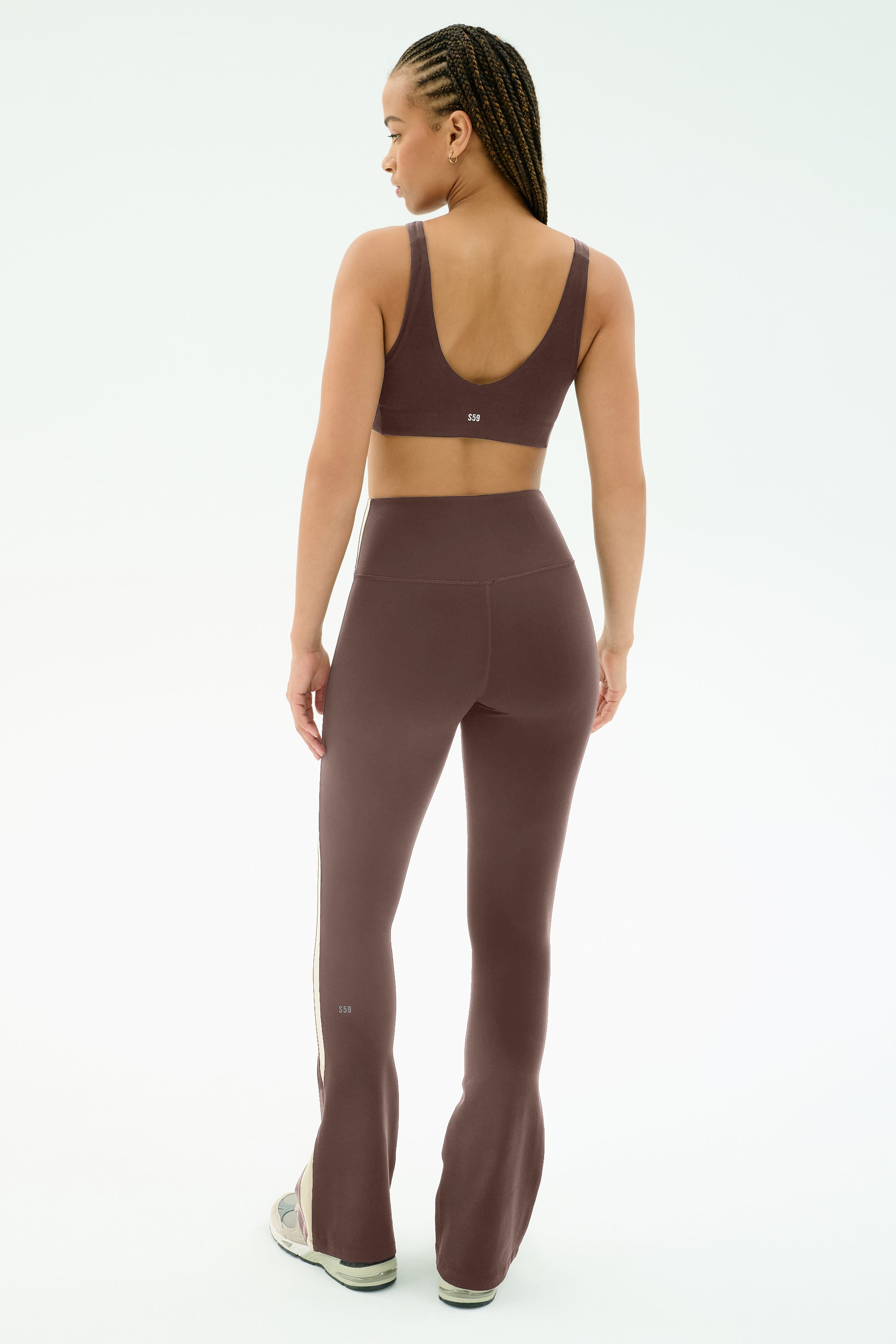 Raquel High Waist Flared Legging - Dark Chocolate/Creme