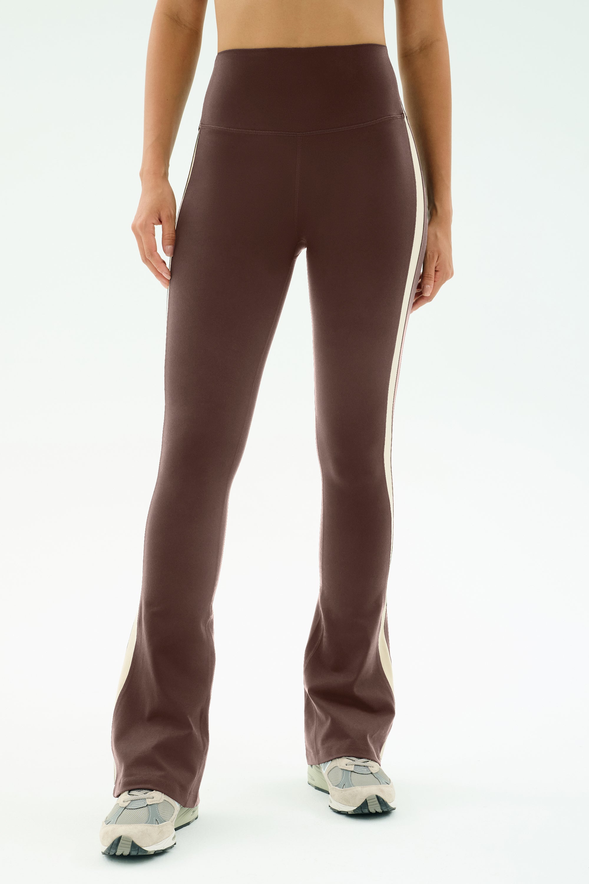 Raquel High Waist Flared Legging - Dark Chocolate/Creme