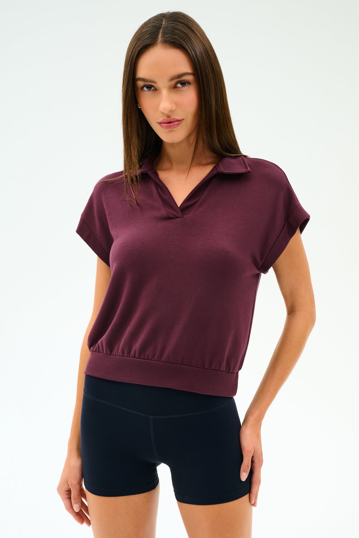 Evie Fleece Sleeveless Polo Dark Cherry