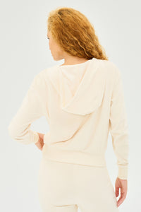 Rhys Velour Zip Up Hoodie - Latte