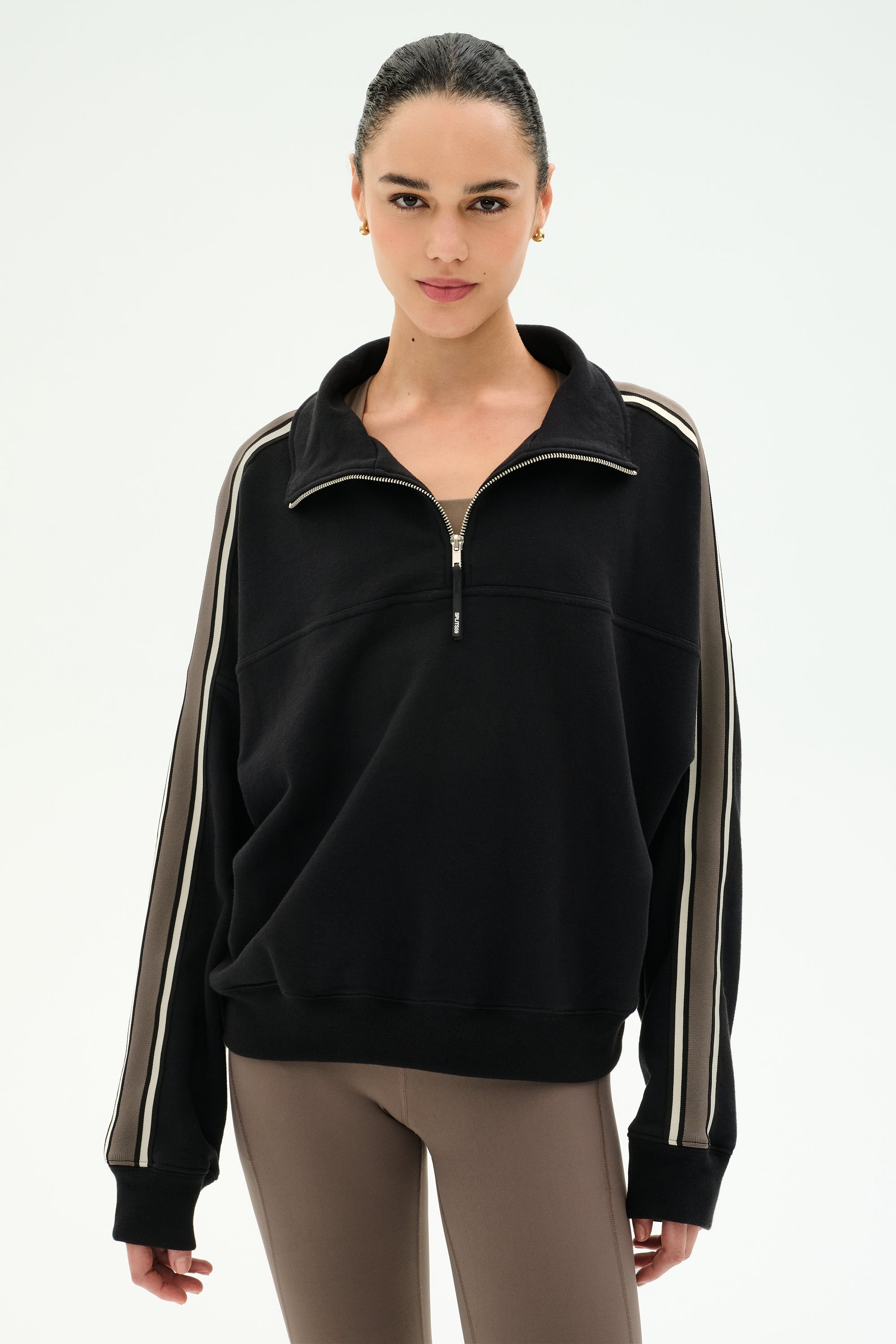 Goldie French Terry Oversized Half Zip - Black/Lentil – SPLITS59