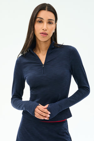 Stevie Active Rib Half Zip Waist Length Heather