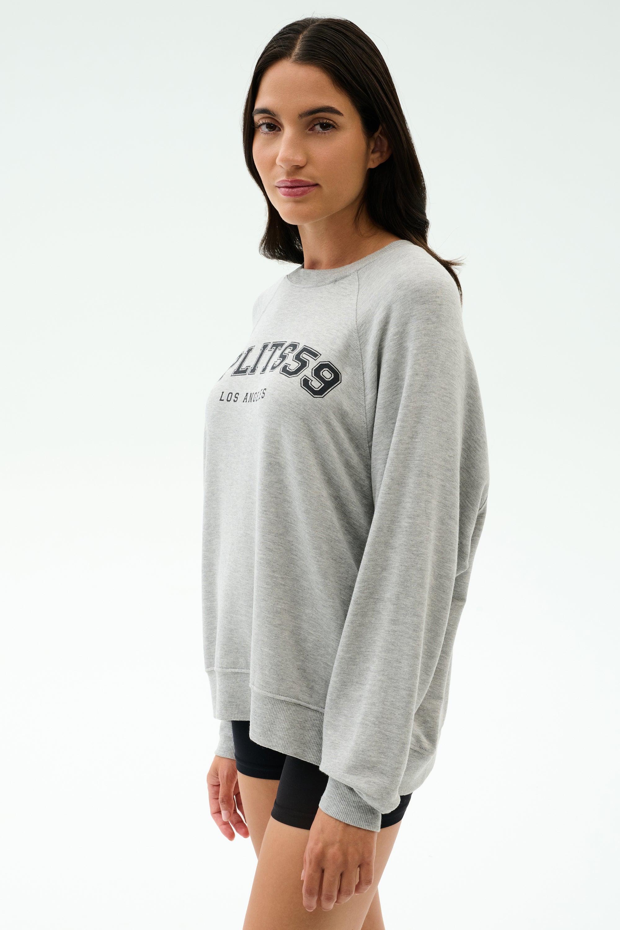 Andie Oversized Fleece Varsity Graphic Sweatshirt - Heather