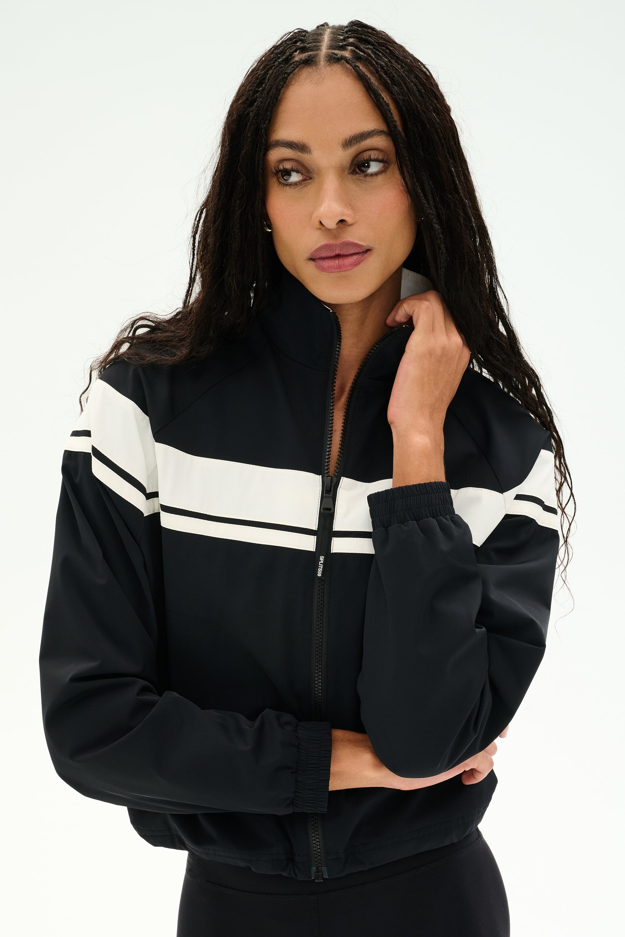 Morrison Nylon Twill Track Jacket - Black/Creme