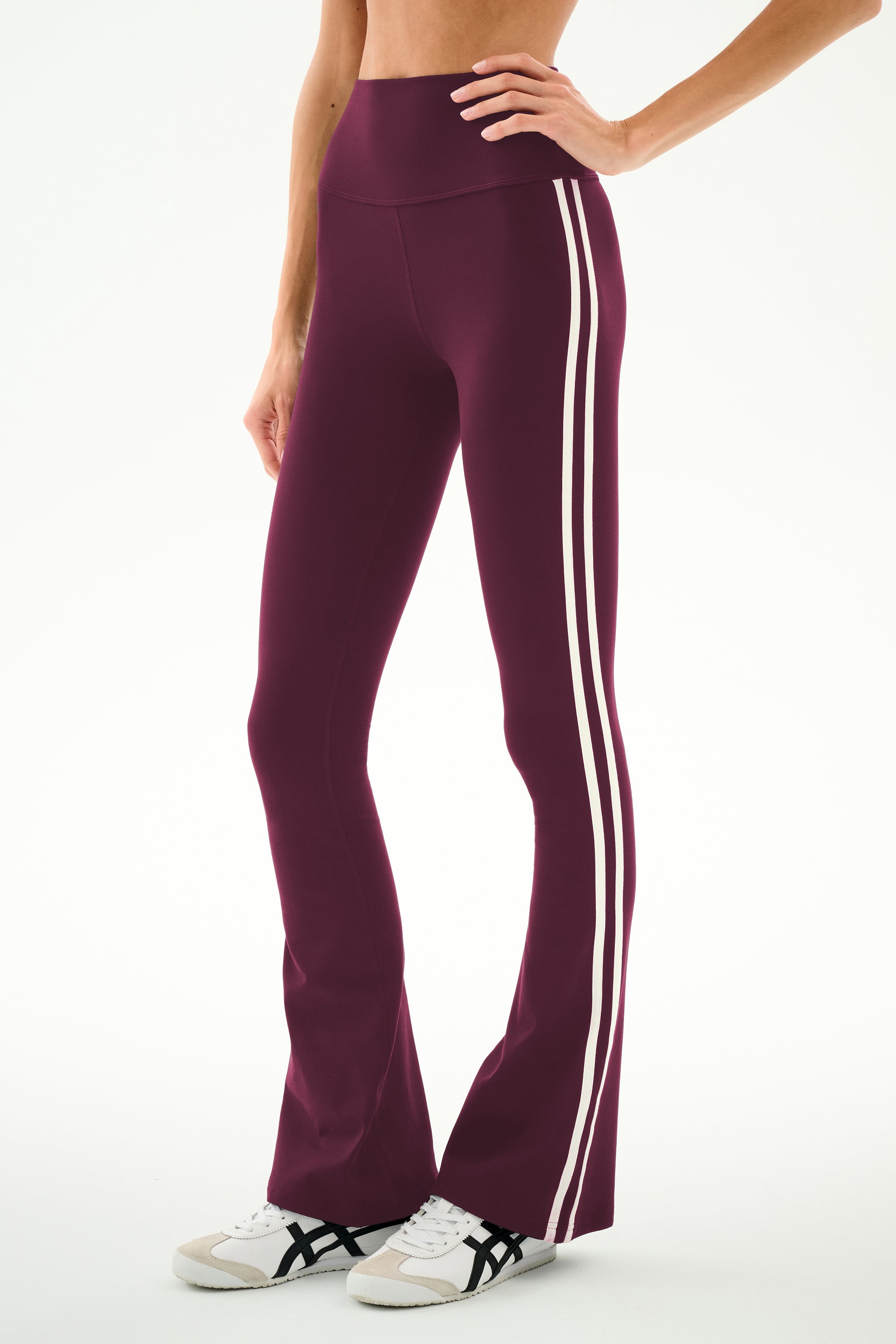 Raquel High Waist Supplex Flare - Dark Cherry/Creme