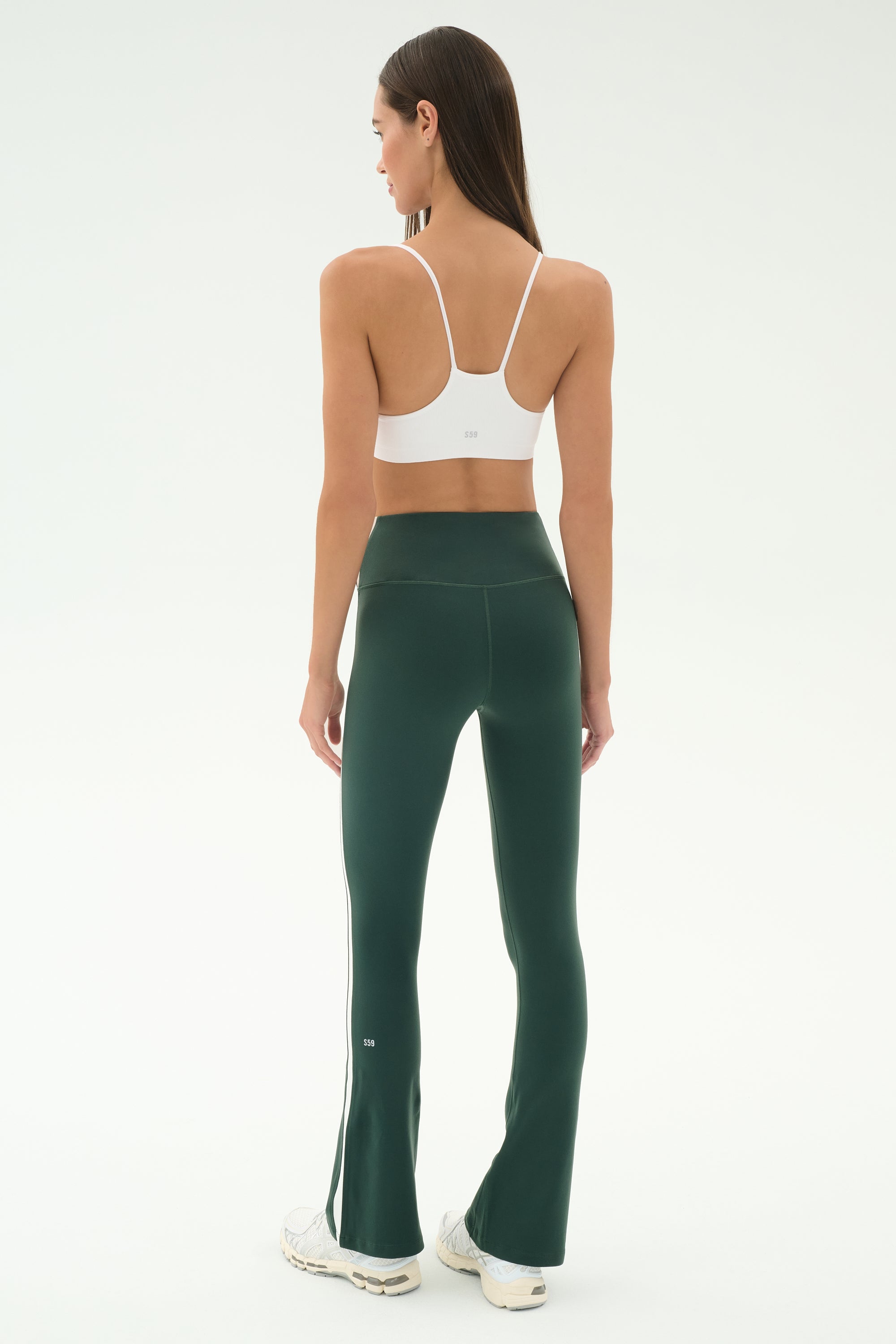 Raquel High Waist Flared Legging - Military/White
