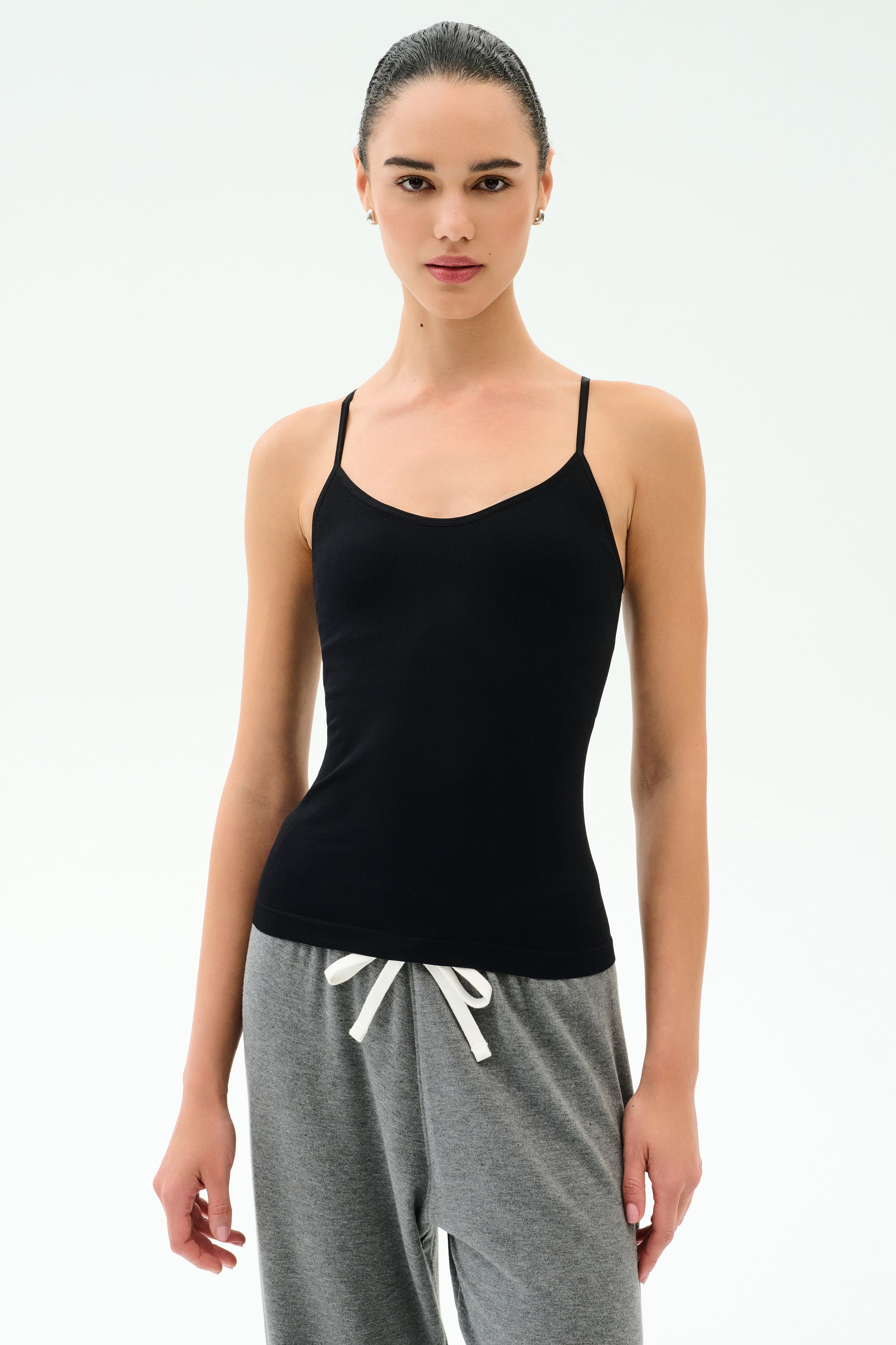 Loren Seamless Waist Length Tank - Black – SPLITS59