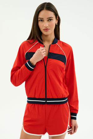 Carrie Woven Nylon Jacket - Lotus Red/Indigo – SPLITS59