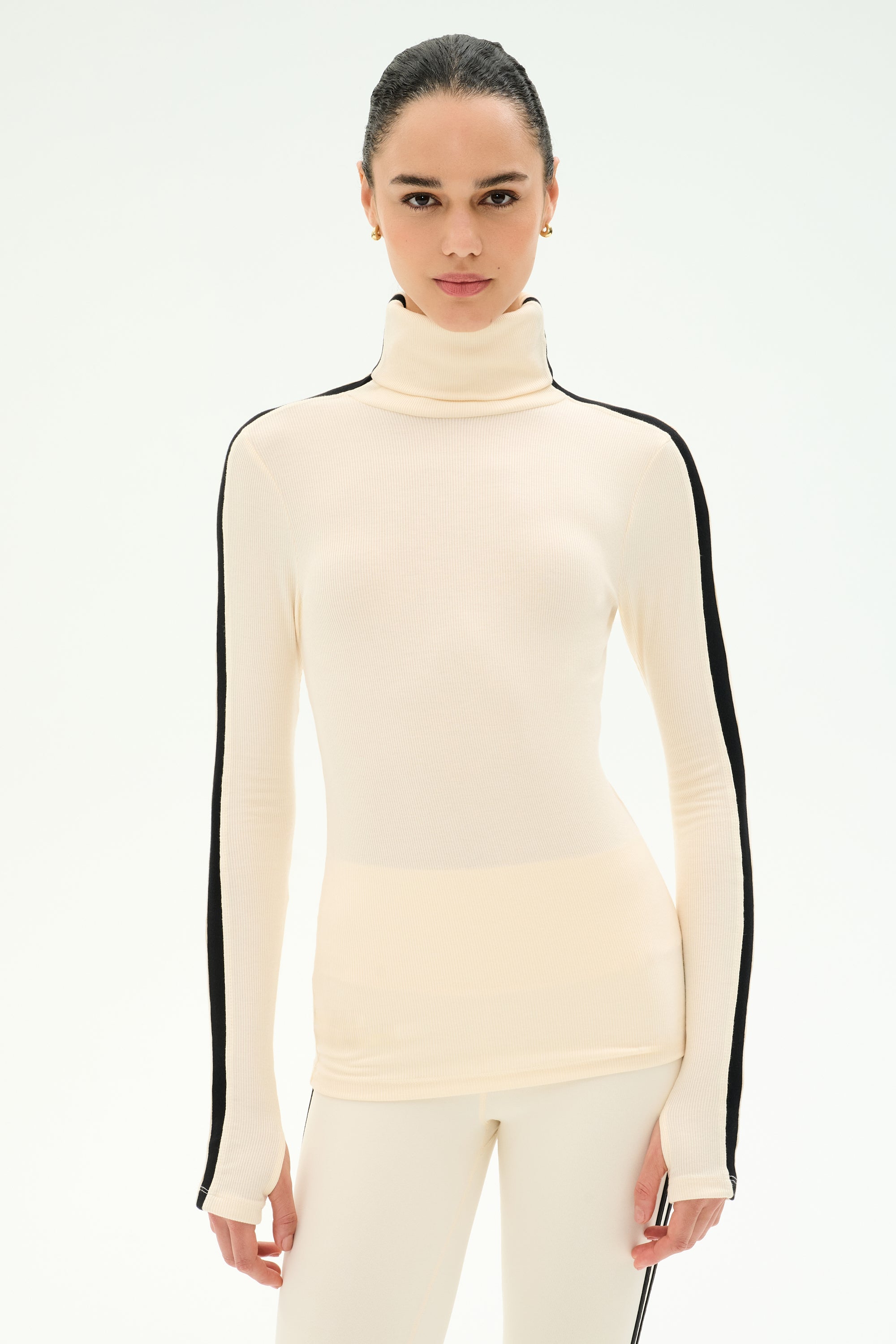 Jackson Rib Full Length Turtleneck - Creme/Black – SPLITS59