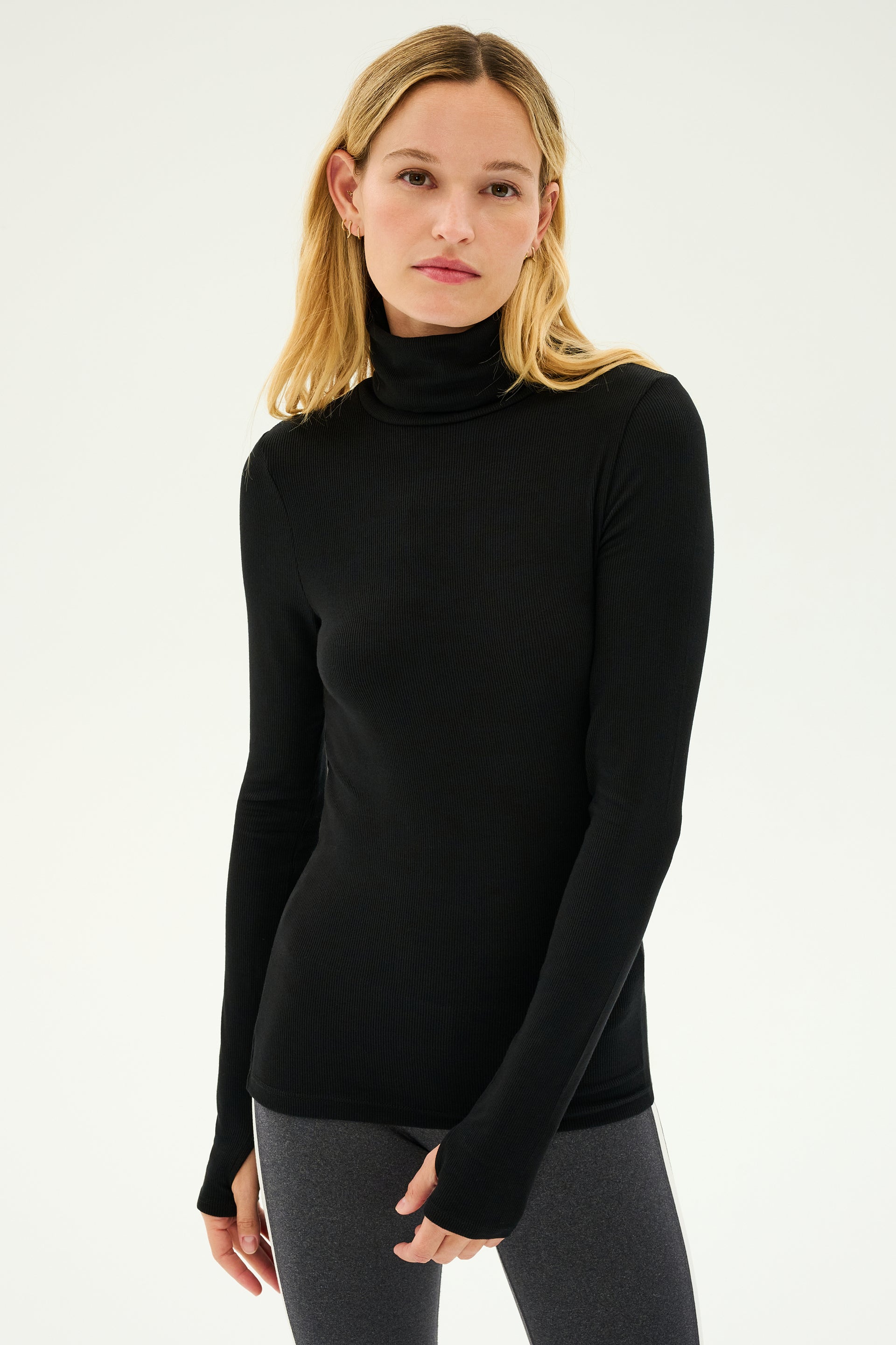 Jackson Rib Full Length Turtleneck Black – SPLITS59