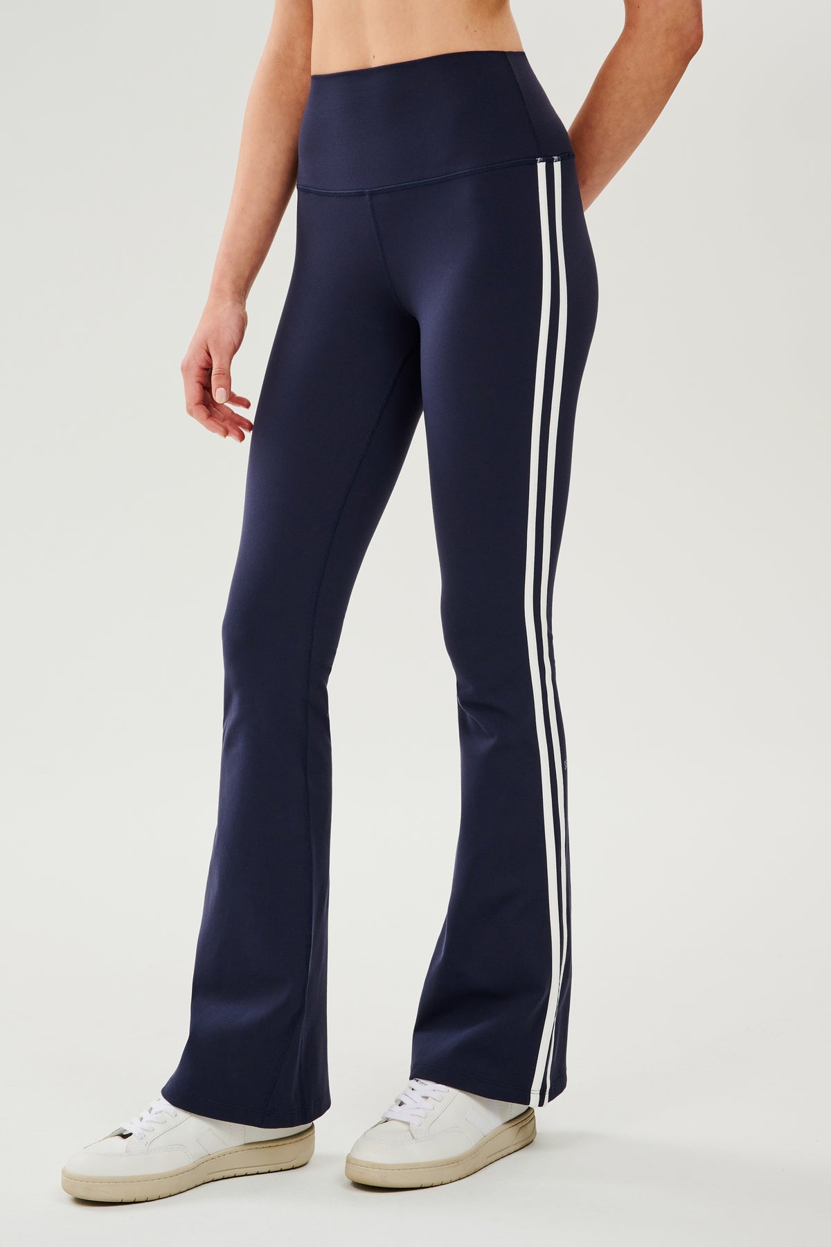 Raquel High Waist Flared Legging Indigo White