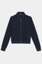 The SPLITS59 Airweight Bomber Jacket in Indigo features a ribbed collar and cuffs, showcased against a plain white background.