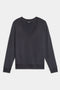 The SPLITS59 Bennie Fleece V-Neck Sweatshirt in black features long sleeves, ribbed cuffs and hem, and is displayed laid flat on a white background.