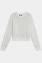 The SPLITS59 Brooks Fleece Long Sleeve Sweatshirt in light gray features a crew neck and cropped fit, shown laid flat on a white background.