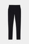 SPLITS59 Dual High Waist Airweight 7/8 leggings in black feature a wide waistband and contrasting white inner lining at the top, shown laid flat on a white background.