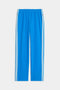 The SPLITS59 Fox Recycled Techflex Pant in Riviera/White features a wide-leg fit, elastic waistband, and two vertical white stripes—perfect for a sporty look during outdoor workouts.