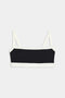 A SPLITS59 Monah Rigor Bra - Black/White designed for support and comfort on a white background.