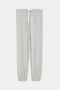 Front flat view of light grey sweatpant jogger with white drawstring