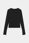 The Airweight Lite LS Waist Length shirt in black from SPLITS59 is showcased on a white background; its long sleeves, crew neckline, and quick-dry fabric make it perfect for gym workouts.