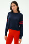 Brooks Stripe Fleece Sweatshirt - Indigo/Lotus Red