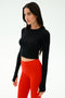 Louise Rib Long Sleeve Crop - Black
