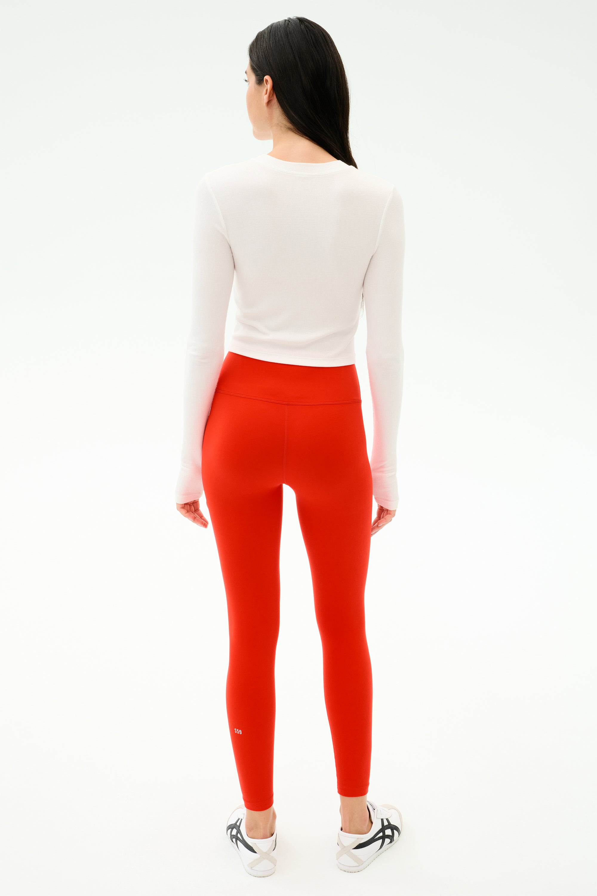 Louise Rib Long Sleeve Crop - White