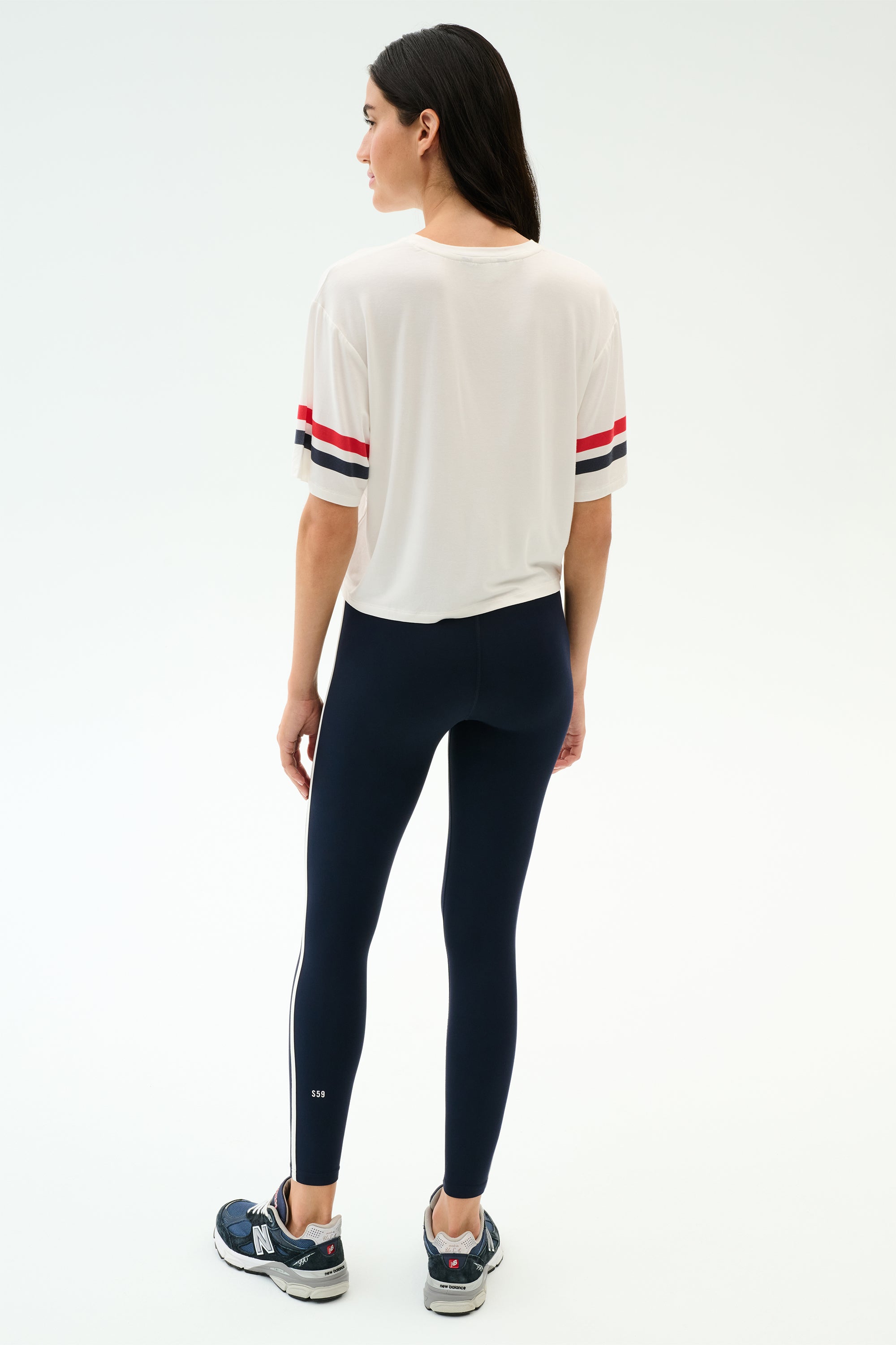 Ava Jersey Tee - White/Indigo