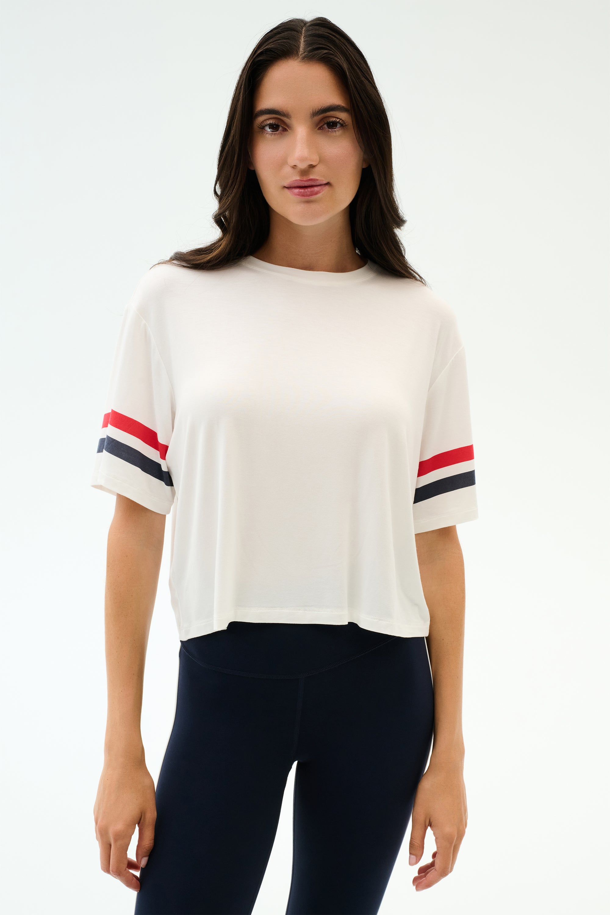Ava Jersey Tee - White/Indigo