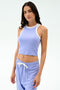 Kiki Rib Crop Tank - Purple Haze/White