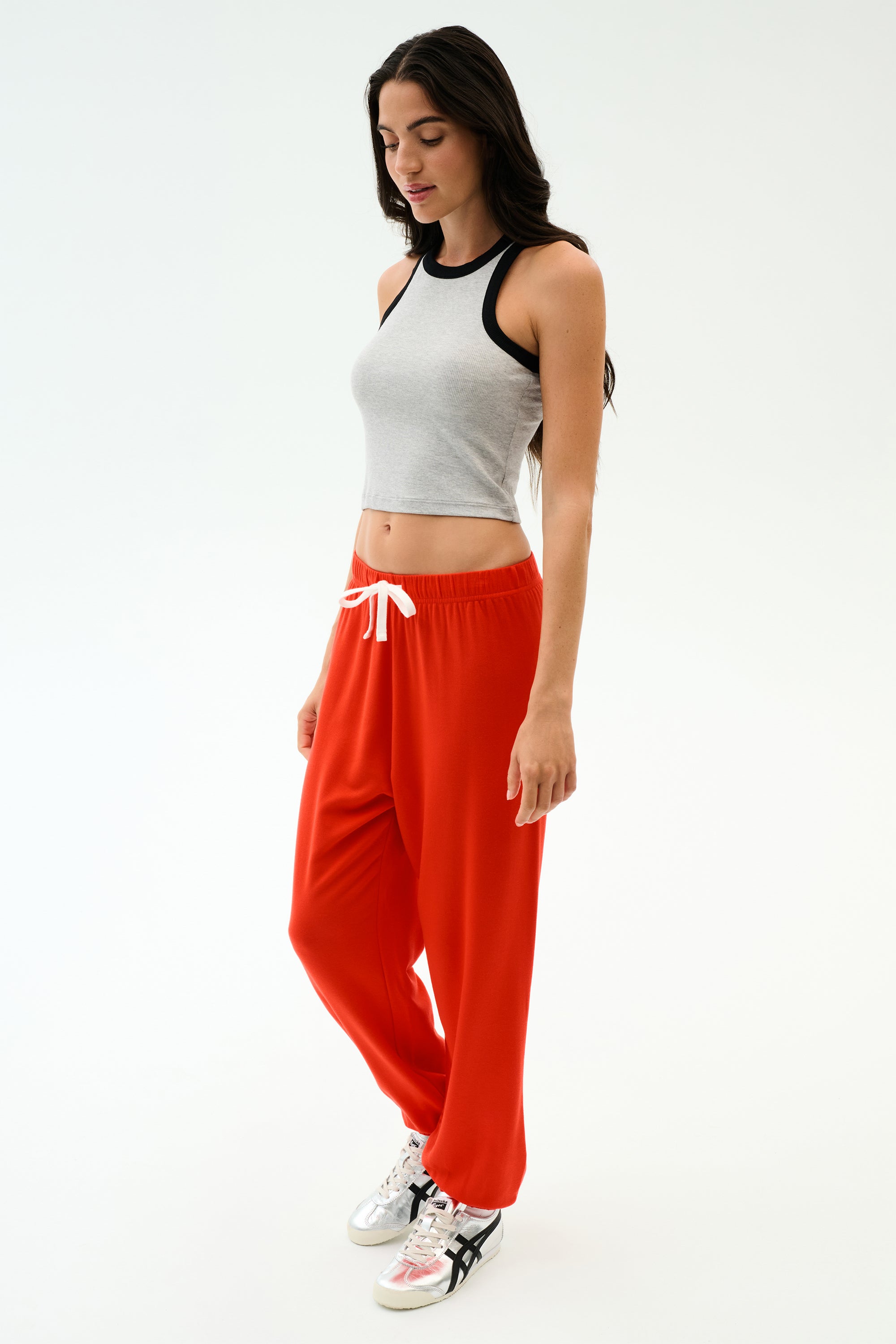 Kiki Rib Crop Tank - Heather Grey/Black