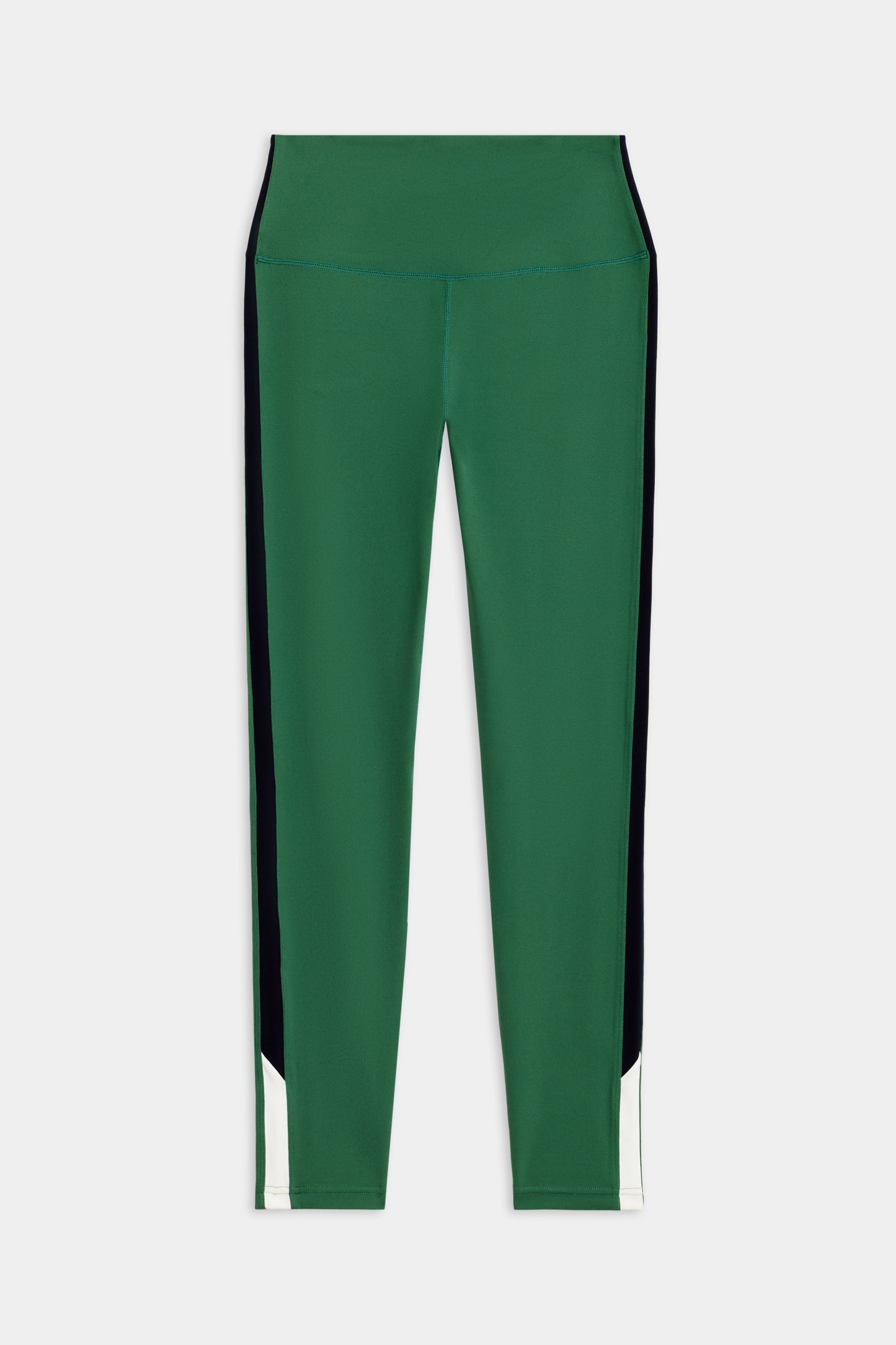 Discover SPLITS59's Layla Airweight High Waist 7/8 leggings in Arugula/Indigo. Perfect for hot yoga, these buttery soft leggings beautifully showcase their striking design against a white background.