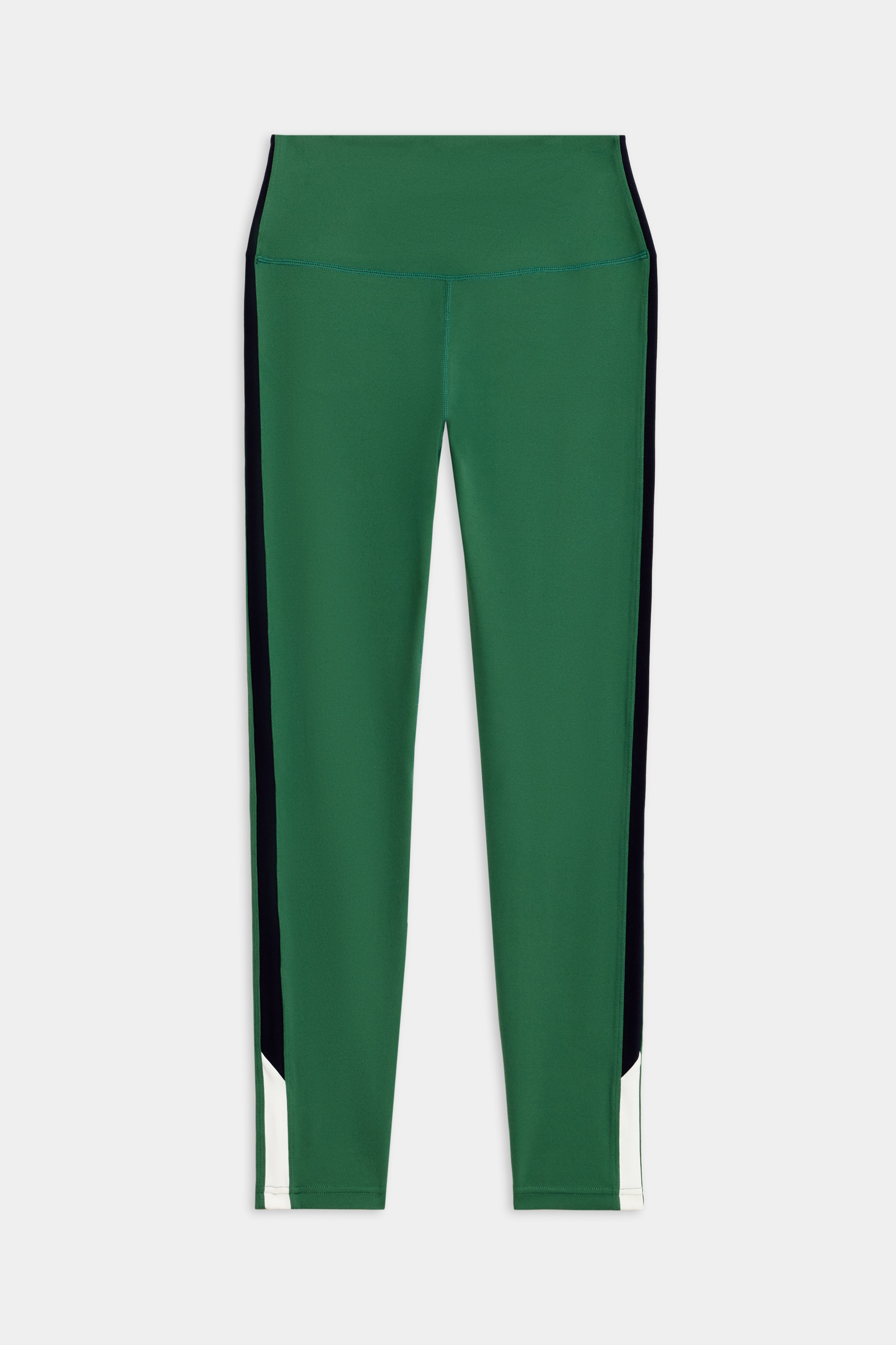 Discover SPLITS59's Layla Airweight High Waist 7/8 leggings in Arugula/Indigo. Perfect for hot yoga, these buttery soft leggings beautifully showcase their striking design against a white background.