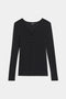 The SPLITS59 Louise Rib Henley is a black long-sleeve shirt featuring a V-neckline and three-button front placket, shown on a white background.