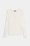 The SPLITS59 Louise Rib Henley is a long-sleeve, off-white V-neck shirt with three front buttons, shown laid flat on a white background.