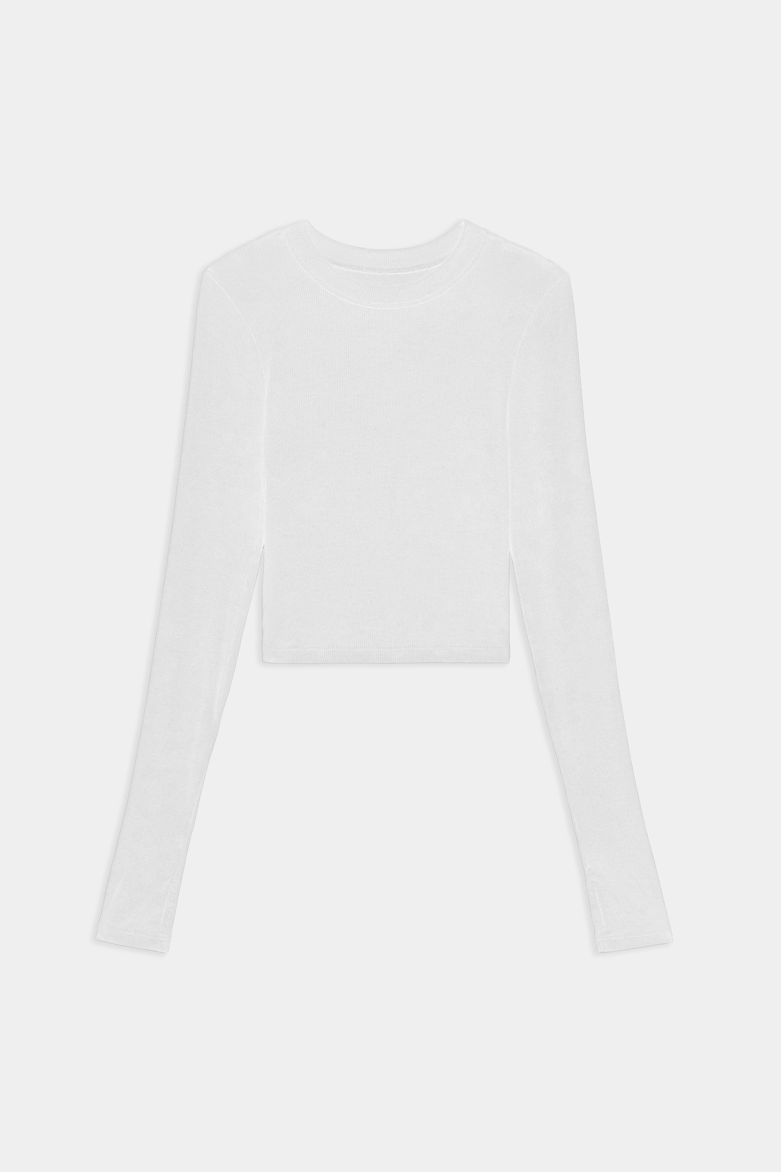 Louise Rib Long Sleeve Crop - White