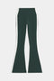 The SPLITS59 Raquel High Waist Flared Legging in Military/White features white side stripes and a comfy spandex-blend, shown laid flat on a white background.