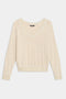 The Bennie Fleece V-Neck Sweatshirt by SPLITS59 features a flattering beige long-sleeve design with a relaxed pullover fit in heather oatmeal and white. Made in Los Angeles.