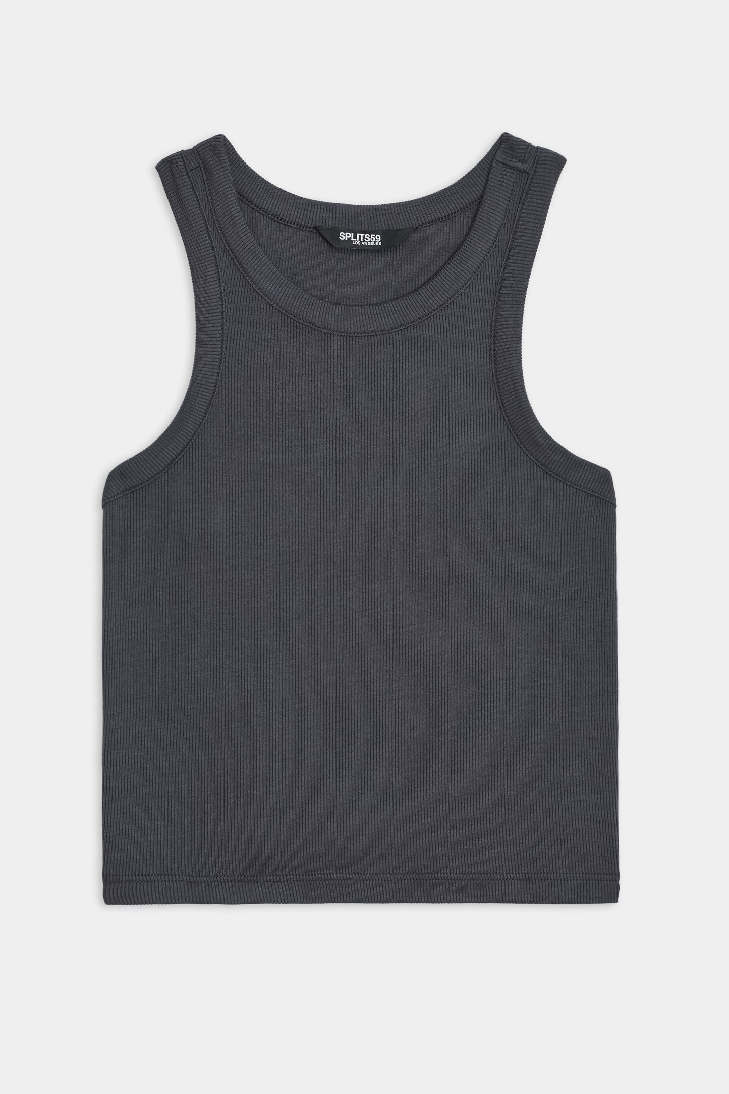Kiki Rib Crop Tank - Graphite