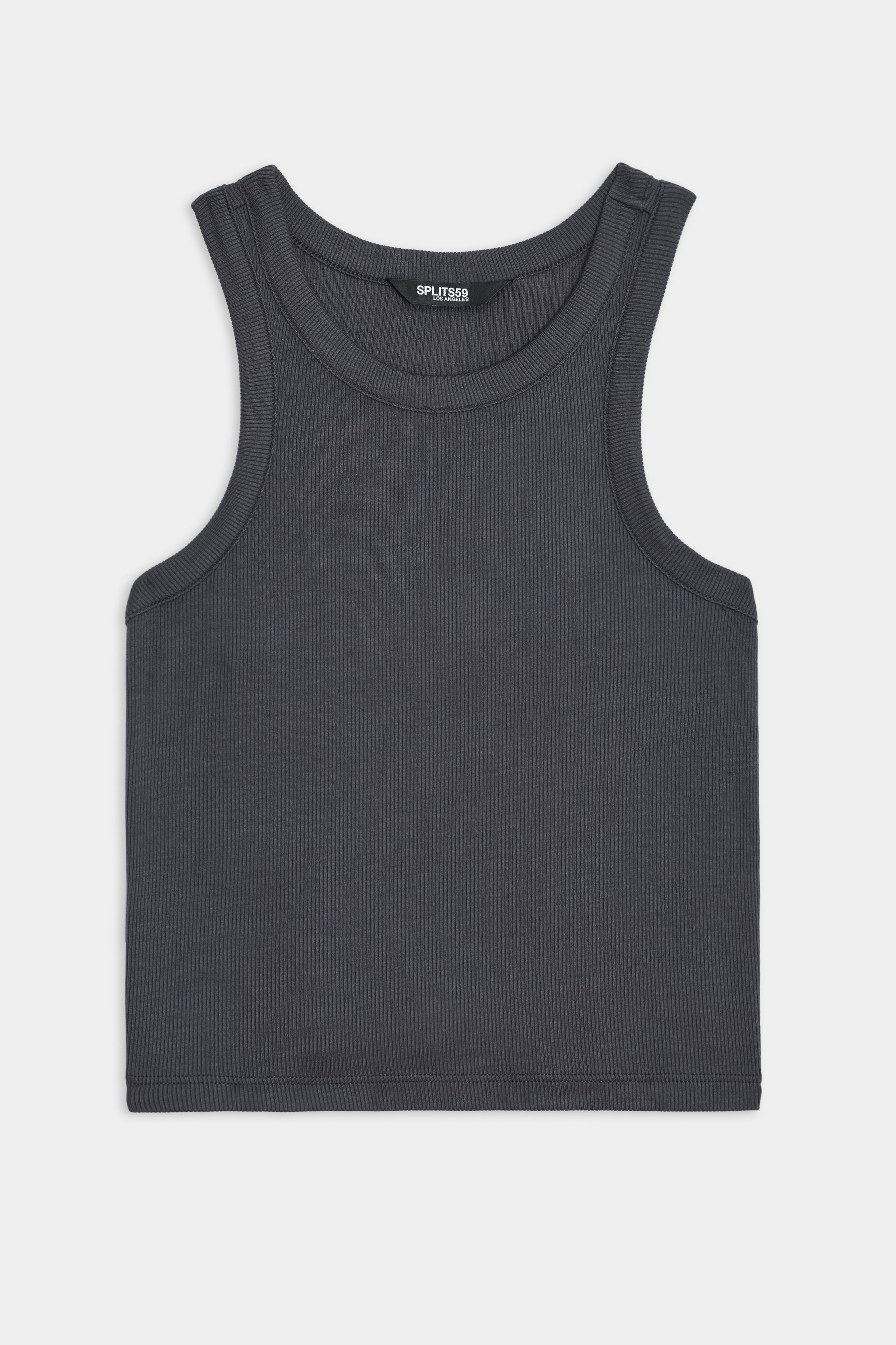 Kiki Rib Crop Tank - Graphite