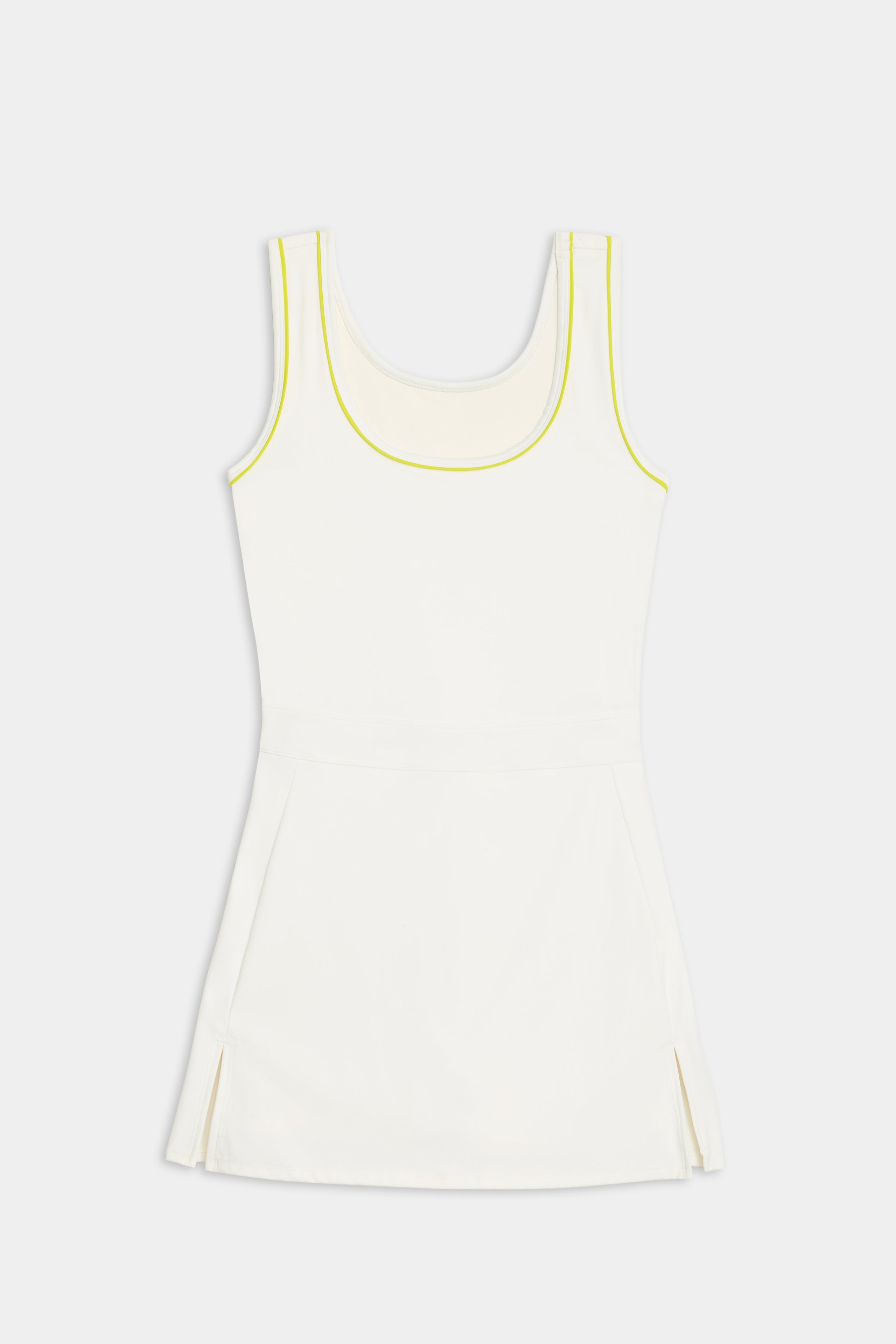 Martina Rigor Dress w/Piping - White/Chartreuse