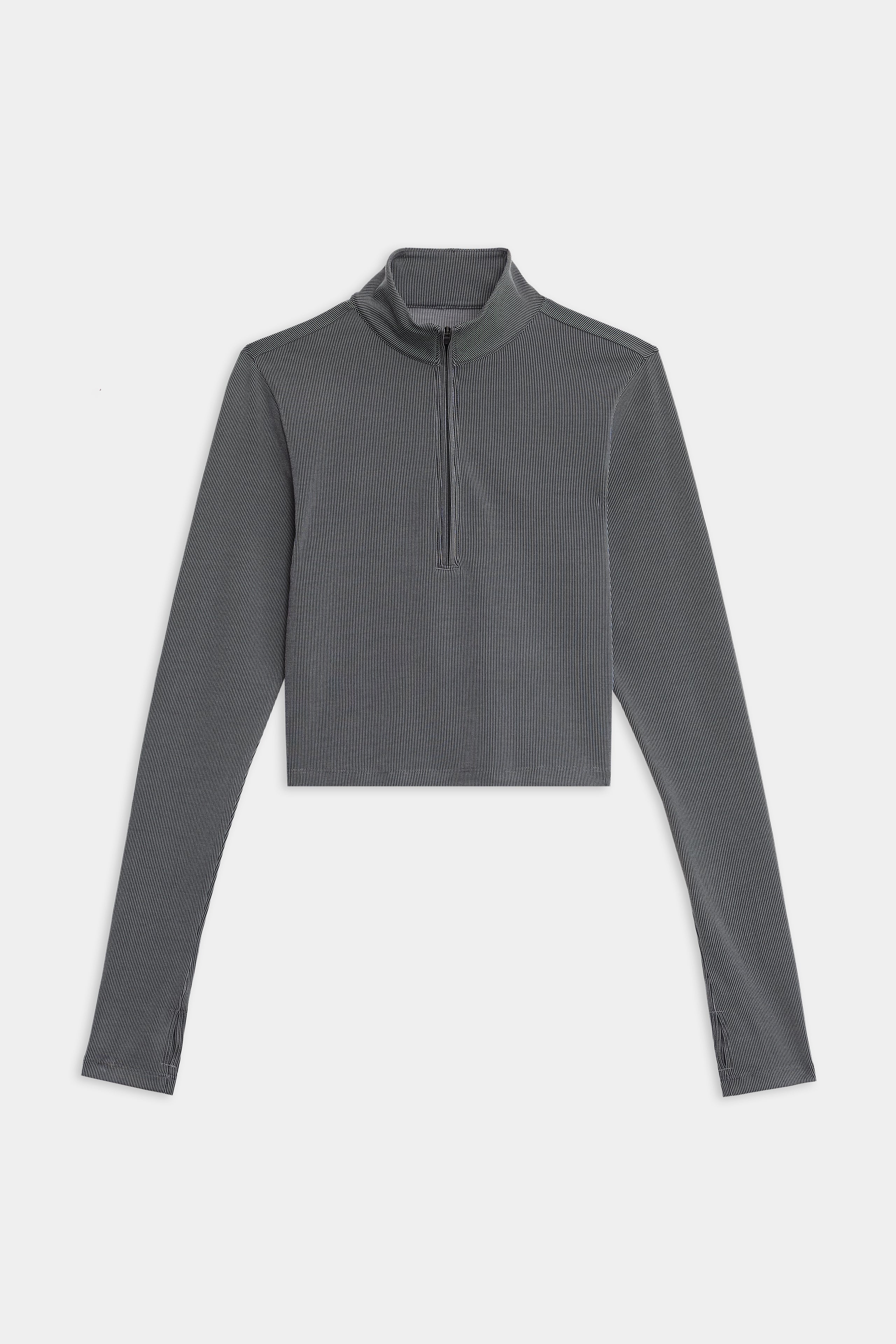 fig London Flat Aerialpile frill SK グレー Stevie Active Rib Half Zip - Heather Grey – SPLITS59