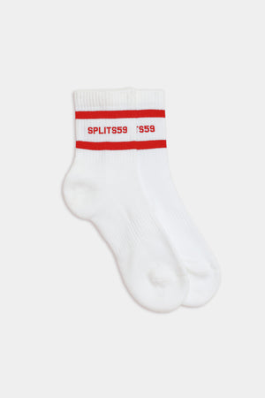 Logo Stripe Quarter Socks White Lotus