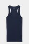 Flat view of a dark blue tank top 