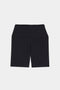 Flat view of black mid thigh bike shorts