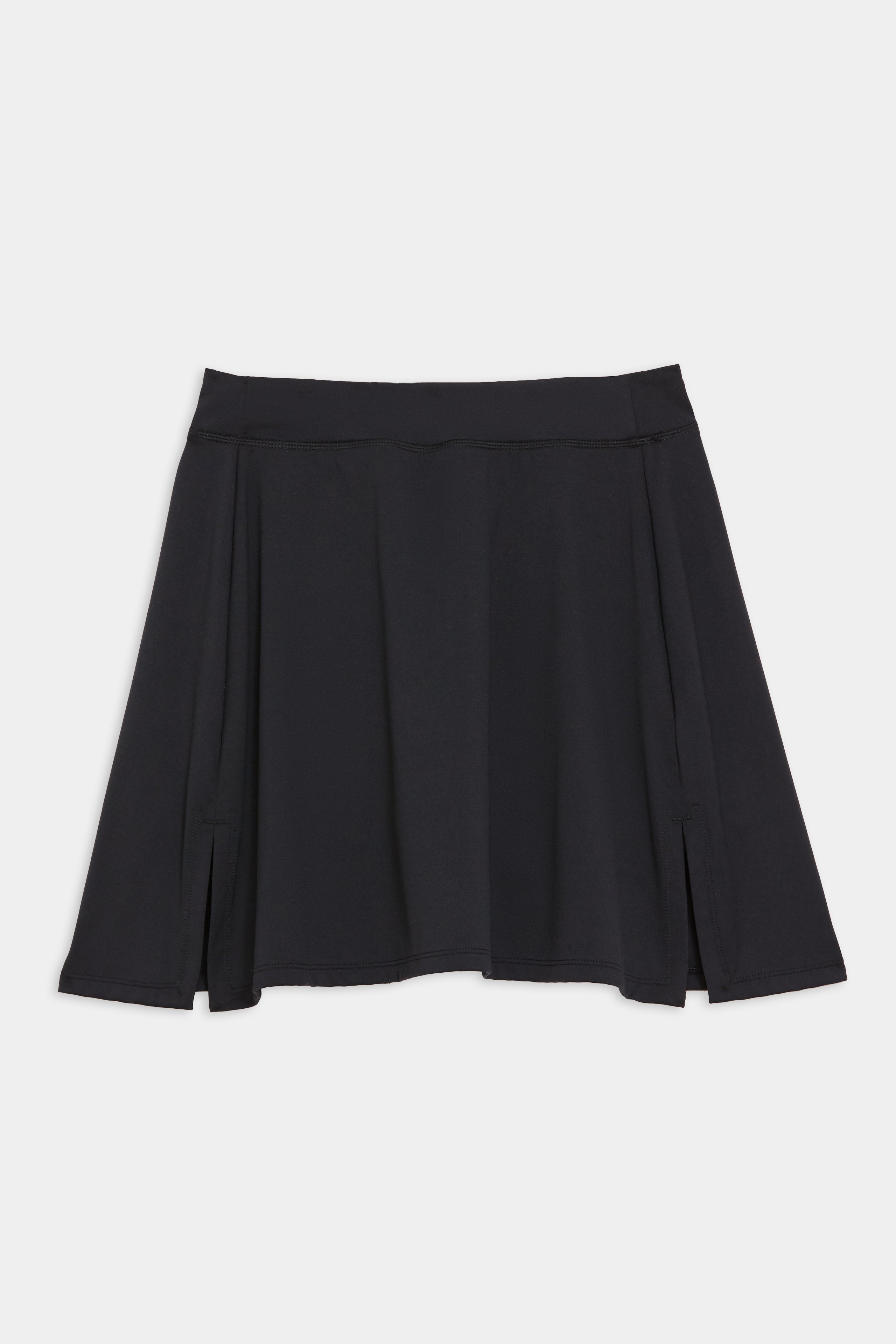 Front flat shot of black skort